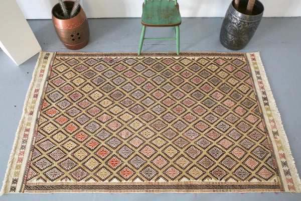 Old Konya Cicim Kilim 4.9ftx7.10ft