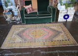 Vintage Faded Anatolian Rug 3.8ftx6.7ft