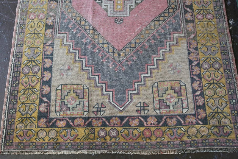 Vintage Faded Anatolian Rug 3.8ftx6.7ft