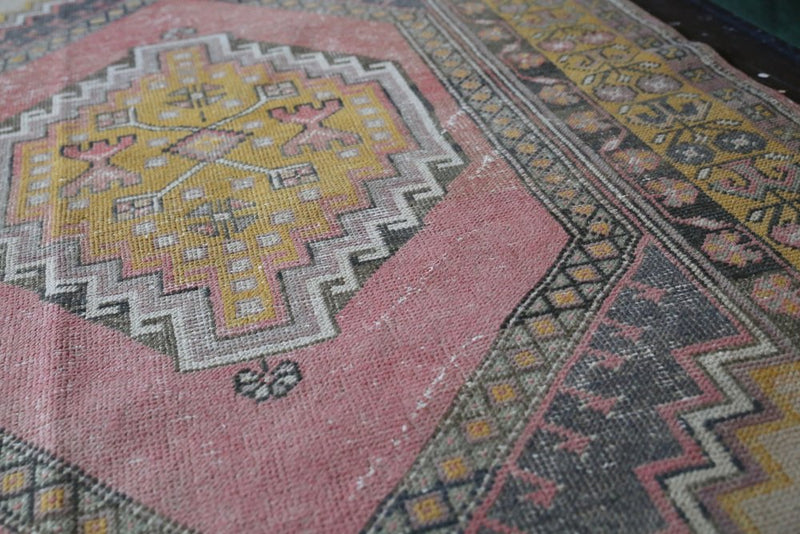 Vintage Faded Anatolian Rug 3.8ftx6.7ft