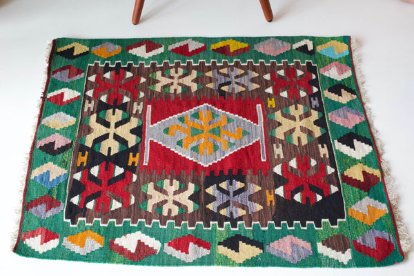 pile rug, Turkish rug, vintage rug, portland, rug shop, bright colors, wild shaman, area rug, red rug, mini rug, bold color, Portland, Oregon, rug store, rug shop, local shop, flat weave, kilim rug
