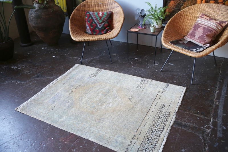 Old Faded Anatolian Rug 3.6ftx4.8ft