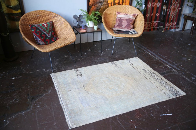 Old Faded Anatolian Rug 3.6ftx4.8ft