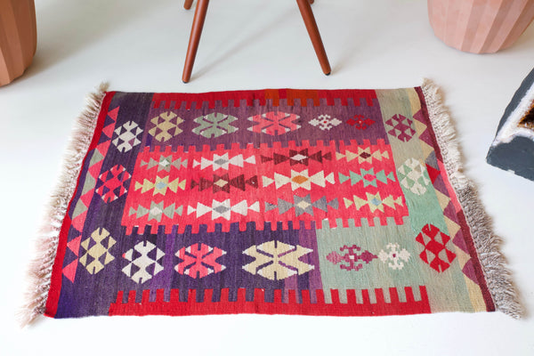 pile rug, Turkish rug, vintage rug, portland, rug shop, bright colors, wild shaman, area rug, red rug, mini rug, bold color, Portland, Oregon, rug store, rug shop, local shop, flat weave, kilim rug