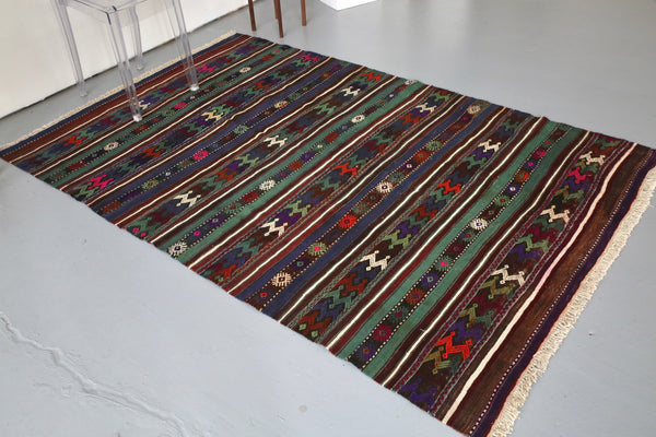 Vintage Anatolian Kilim 4.8ftx7.4ft