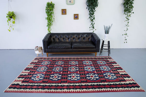 old rug, antique rug, earthy colors, bold colors, turkish rug, vintage rug, flat weave, kilim rug, large area rug, square rug, Wild Shaman, Portland, Oregon, rug store, rug shop, local shop