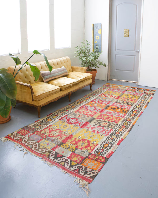 old rug, antique rug, earthy colors, faded colors, Turkish rug, vintage rug, flat weave, kilim rug, large area rug, square rug, Wild Shaman, Portland, Oregon, rug store, rug shop, local shop