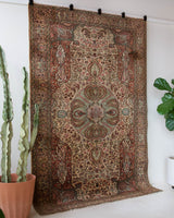 Vintage Turkish rug in room decor setting, old rug, antique rug, pastel colors, faded colors, Turkish rug, vintage rug, soft rug, Portland, Oregon, rug store, rug shop, local shop,  bright colors, bold colors
