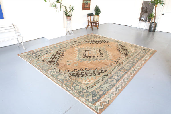 Old Oushak Kilim 9ftx10.7ft