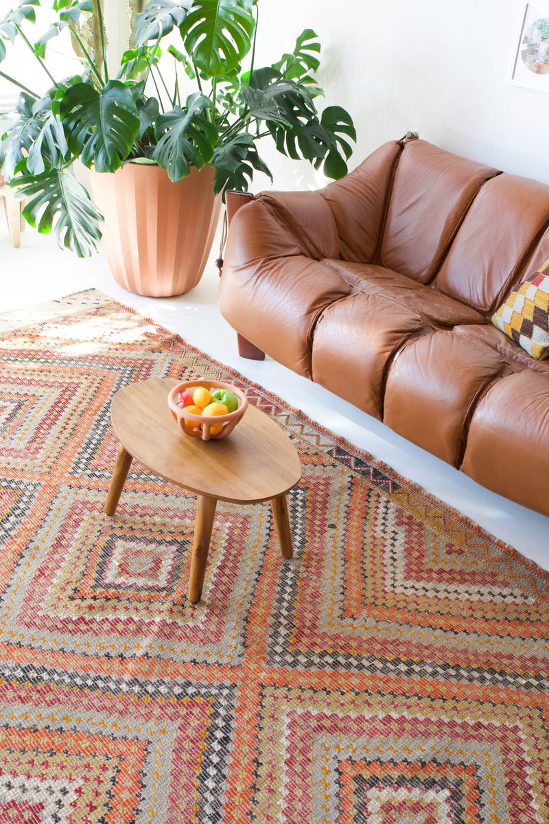 old rug, antique rug, earthy colors, faded colors, Turkish rug, vintage rug, flat weave, kilim rug, large area rug, square rug, Wild Shaman, Portland, Oregon, rug store, rug shop, local shop