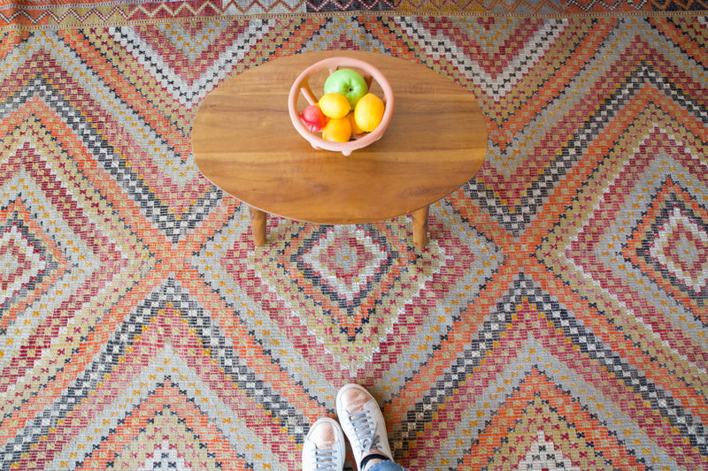 old rug, antique rug, earthy colors, faded colors, Turkish rug, vintage rug, flat weave, kilim rug, large area rug, square rug, Wild Shaman, Portland, Oregon, rug store, rug shop, local shop