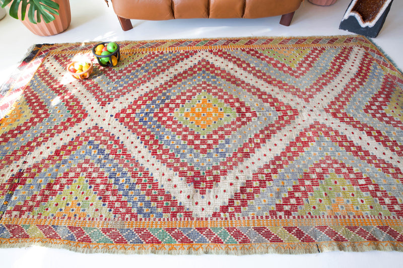 old rug, antique rug, earthy colors, faded colors, Turkish rug, vintage rug, flat weave, kilim rug, large area rug, square rug, Wild Shaman, Portland, Oregon, rug store, rug shop, local shop