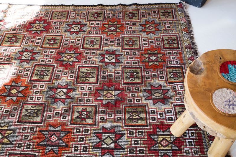 Turkish rug, vintage rug, flat weave, kilim rug, large area rug, square rug, Wild Shaman, Portland, Oregon, rug store, rug shop, local shop,  bright colors, area rug, bold color