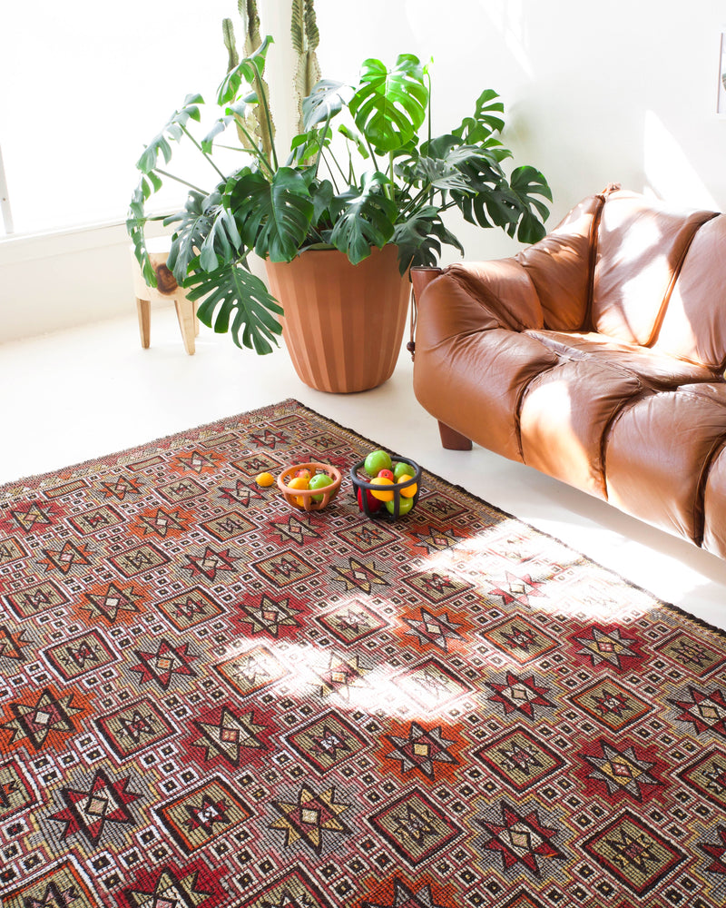 Turkish rug, vintage rug, flat weave, kilim rug, large area rug, square rug, Wild Shaman, Portland, Oregon, rug store, rug shop, local shop,  bright colors, area rug, bold color