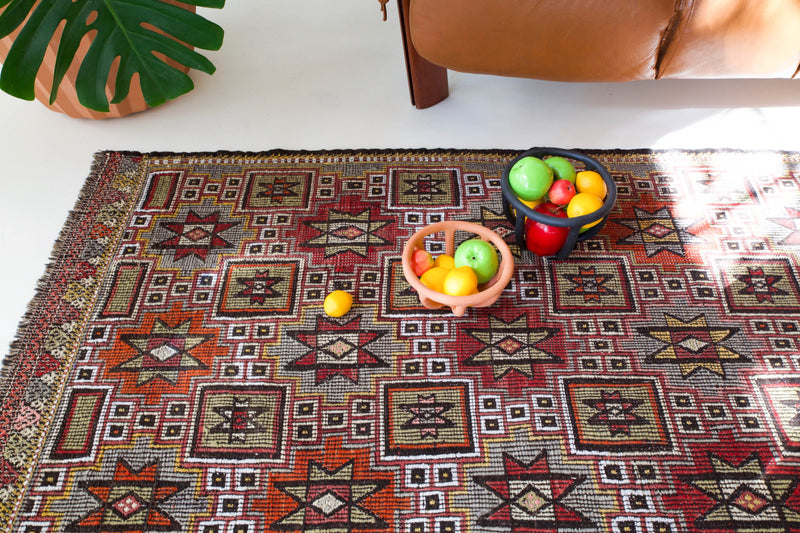 Turkish rug, vintage rug, flat weave, kilim rug, large area rug, square rug, Wild Shaman, Portland, Oregon, rug store, rug shop, local shop,  bright colors, area rug, bold color