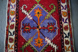 Vintage Faded Anatolian Turkish Rug 2.6ftx5.5ft