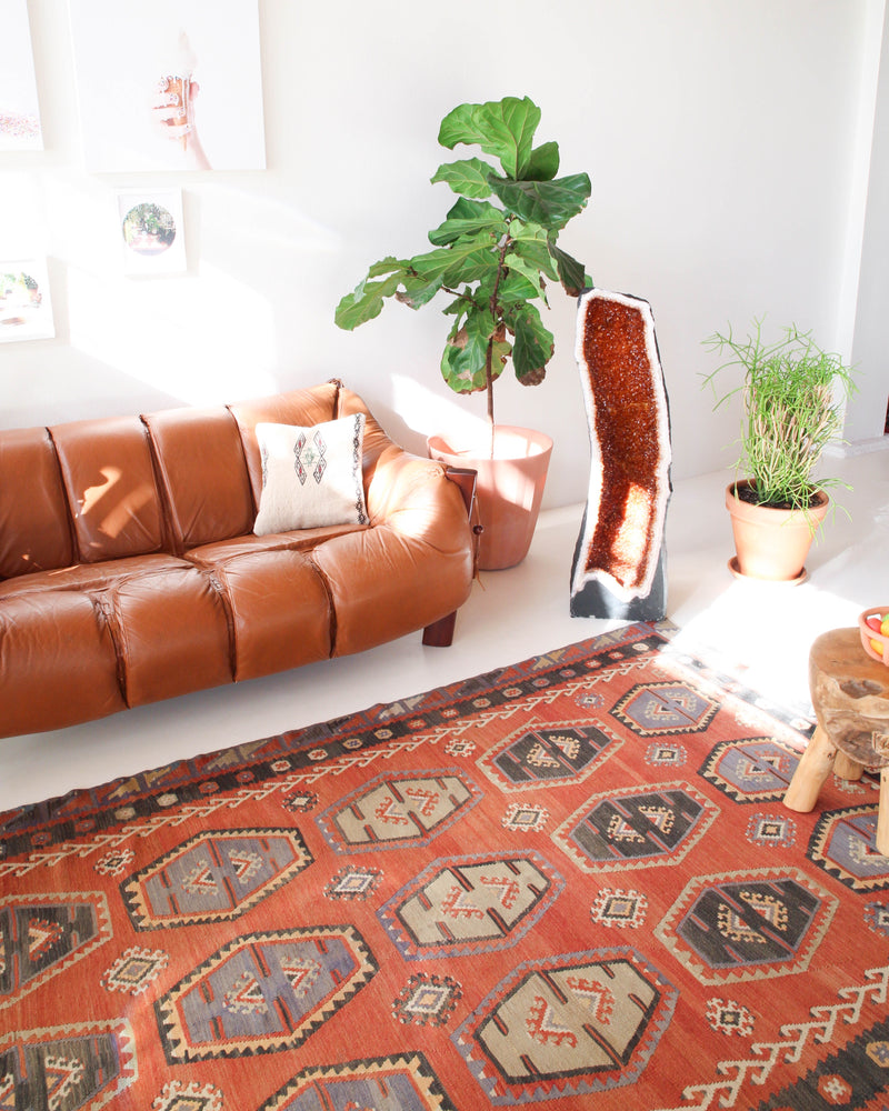 old rug, antique rug, earthy colors, faded colors, Turkish rug, vintage rug, flat weave, kilim rug, large area rug, square rug, Wild Shaman, Portland, Oregon, rug store, rug shop, local shop