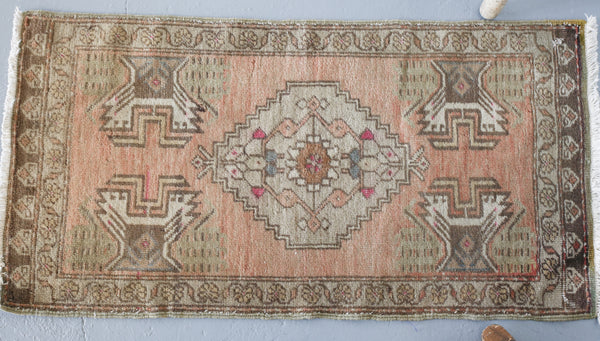 Vintage Mini Turkish Rug 1.9ftx3.5ft