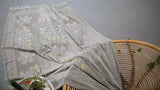 Vintage velvet Suzani throw in soft gray