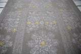 Vintage velvet Suzani throw in soft gray