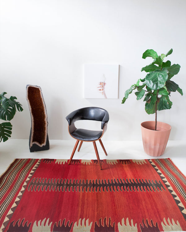 Turkish rug, vintage rug, flat weave, kilim rug, large area rug, square rug, Wild Shaman, Portland, Oregon, rug store, rug shop, local shop,  bright colors, area rug, red rug, bold color