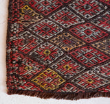 Vintage mini kilim rug in room decor setting, kilim, Turkish rug, vintage rug, portland, rug shop, bright colors, wild shaman, soft rug, bold color, Portland, Oregon, rug store, rug shop, local shop
