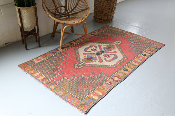 Vintage Anatolian Rug 3.9ftx6.3ft