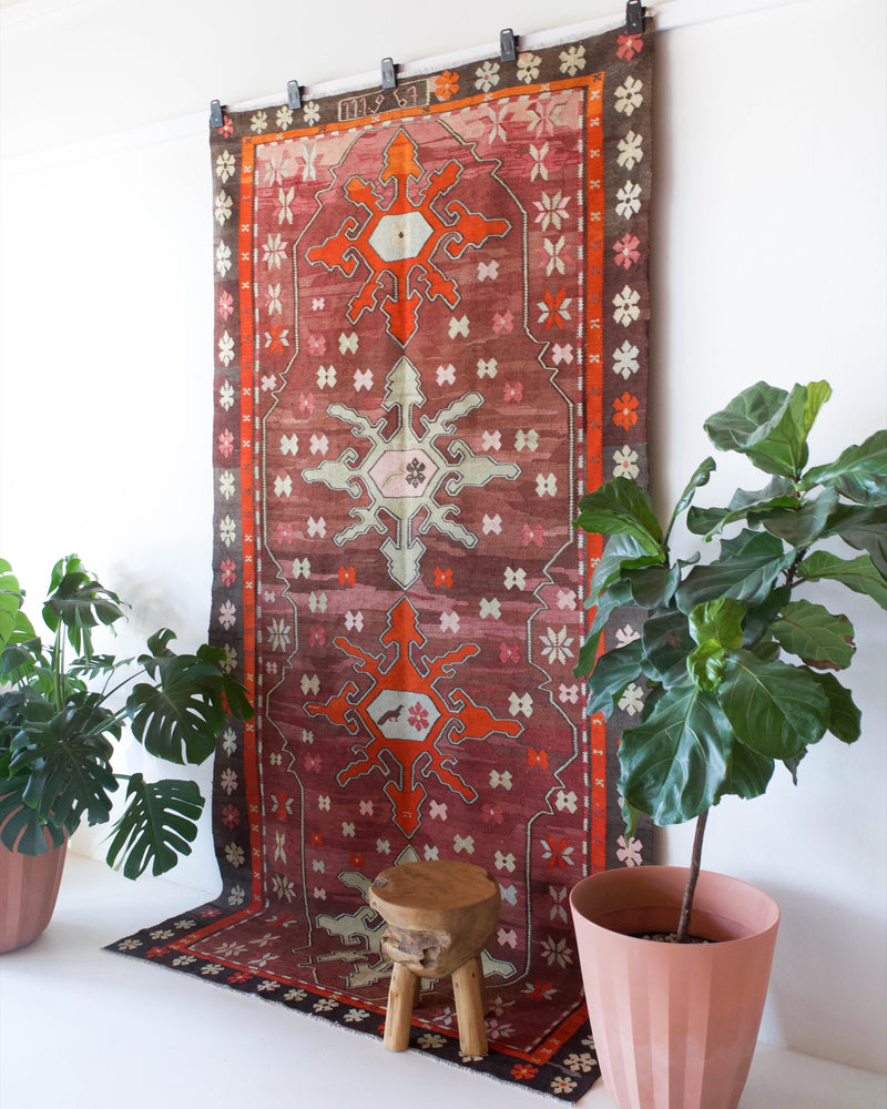  old rug, antique rug, earthy colors, faded colors, Turkish rug, vintage rug, flat weave, kilim rug, large area rug, square rug, Wild Shaman, Portland, Oregon, rug store, rug shop, local shop