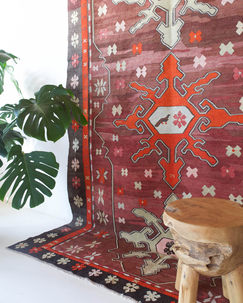  old rug, antique rug, earthy colors, faded colors, Turkish rug, vintage rug, flat weave, kilim rug, large area rug, square rug, Wild Shaman, Portland, Oregon, rug store, rug shop, local shop