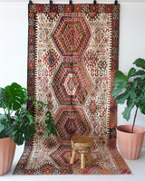 old rug, antique rug, earthy colors, faded colors, Turkish rug, vintage rug, flat weave, kilim rug, large area rug, square rug, Wild Shaman, Portland, Oregon, rug store, rug shop, local shop