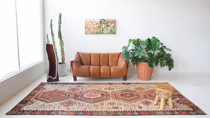 old rug, antique rug, earthy colors, faded colors, Turkish rug, vintage rug, flat weave, kilim rug, large area rug, square rug, Wild Shaman, Portland, Oregon, rug store, rug shop, local shop