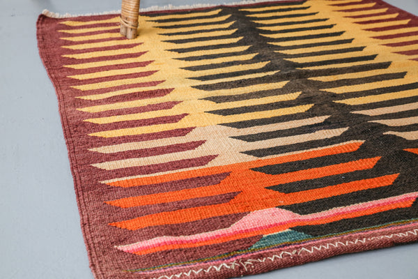 Old Mini Milas Kilim 3.4ftx3.4ft