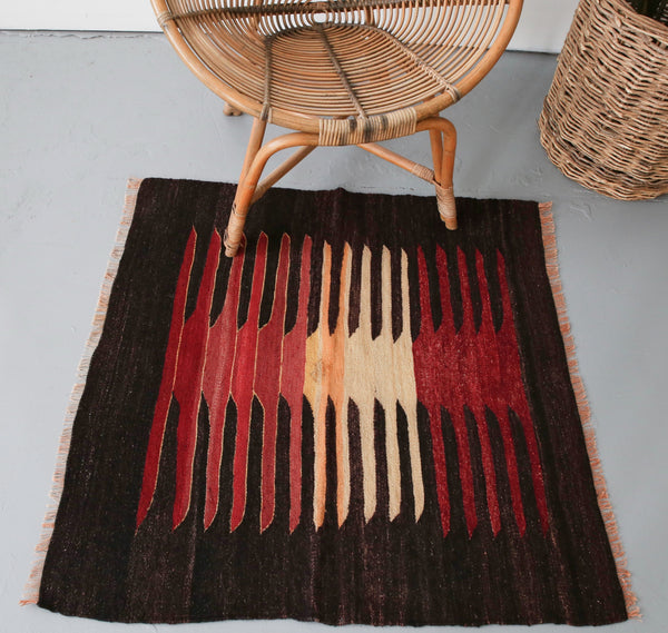 Old Mini Milas Kilim 3.3ftx3.3ft