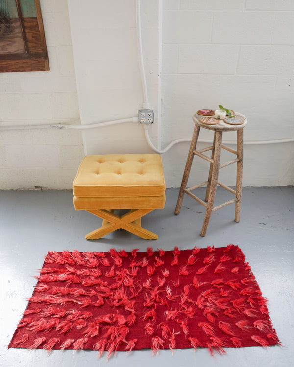 pile rug, Turkish rug, vintage rug, portland, rug shop, bright colors, wild shaman, area rug, red rug, mini rug, bold color, Portland, Oregon, rug store, rug shop, local shop, flat weave, kilim rug