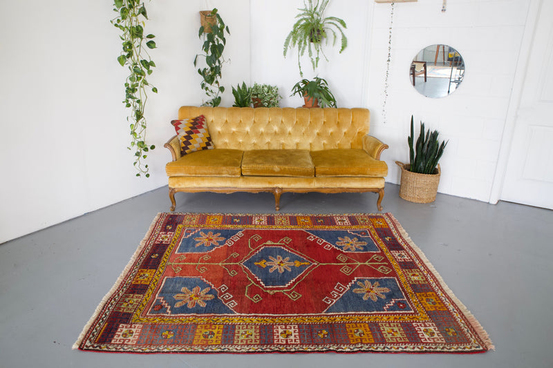 old rug, antique rug, Turkish rug, Portland, Oregon, rug store, rug shop, local shop, bright colors, wild shaman, large rug, area rug, red rug, bold color