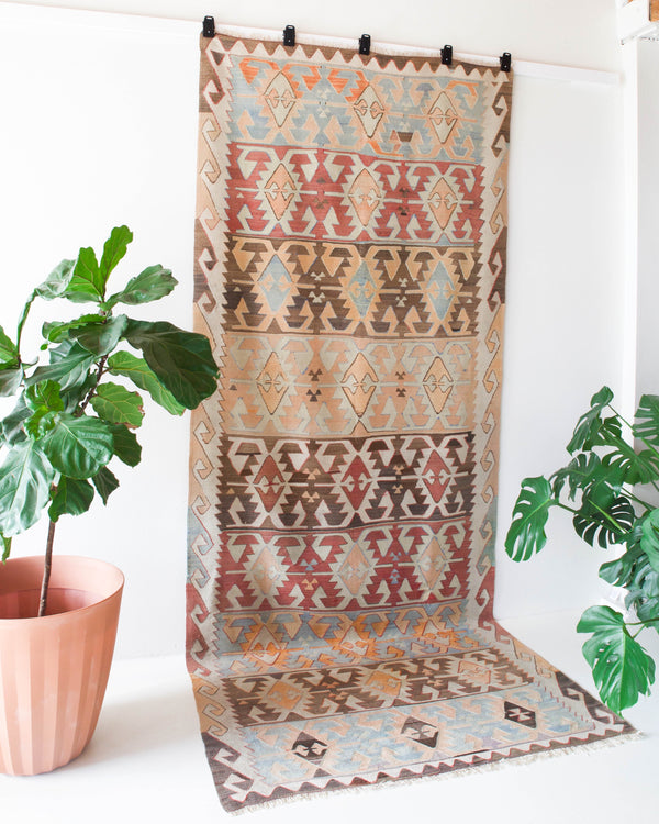 old rug, antique rug, earthy colors, faded colors, Turkish rug, vintage rug, flat weave, kilim rug, large area rug, square rug, Wild Shaman, Portland, Oregon, rug store, rug shop, local shop