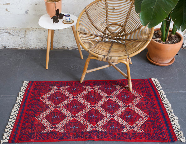 pile rug, Turkish rug, vintage rug, portland, rug shop, bright colors, wild shaman, area rug, red rug, mini rug, bold color, Portland, Oregon, rug store, rug shop, local shop, flat weave, kilim rug