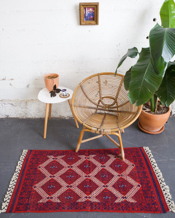 pile rug, Turkish rug, vintage rug, portland, rug shop, bright colors, wild shaman, area rug, red rug, mini rug, bold color, Portland, Oregon, rug store, rug shop, local shop, flat weave, kilim rug