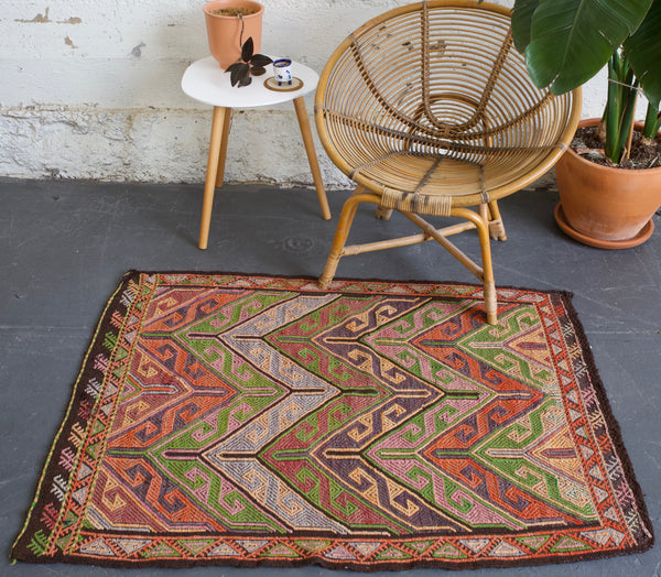 old rug, antique rug, earthy colors, faded colors, turkish rug, vintage rug, flat weave, mini rug, pile rug, Wild Shaman, Portland, Oregon, rug store, rug shop, local shop, kilim rug