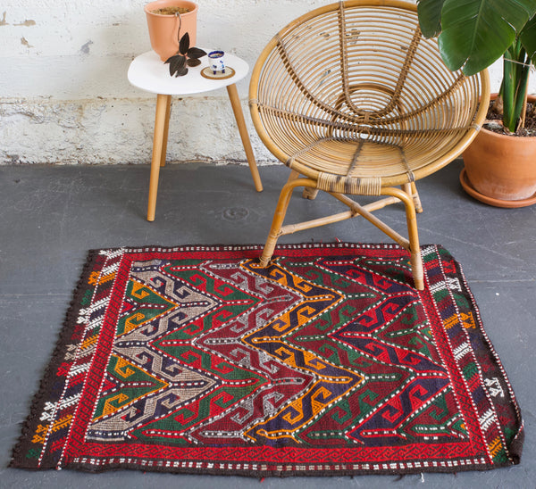 pile rug, Turkish rug, vintage rug, portland, rug shop, bright colors, wild shaman, area rug, red rug, mini rug, bold color, Portland, Oregon, rug store, rug shop, local shop, flat weave, kilim rug