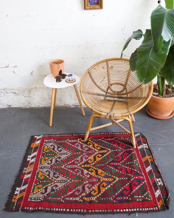 pile rug, Turkish rug, vintage rug, portland, rug shop, bright colors, wild shaman, area rug, red rug, mini rug, bold color, Portland, Oregon, rug store, rug shop, local shop, flat weave, kilim rug