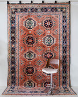 Vintage Turkish rug in a living room setting, pile rug, Turkish rug, vintage rug, portland, rug shop, bright colors, wild shaman, soft rug, bold color, Portland, Oregon, rug store, rug shop, local shop,