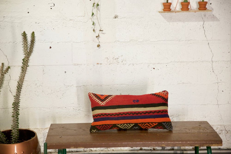 Lumbar Kilim Pillow 12inx24in