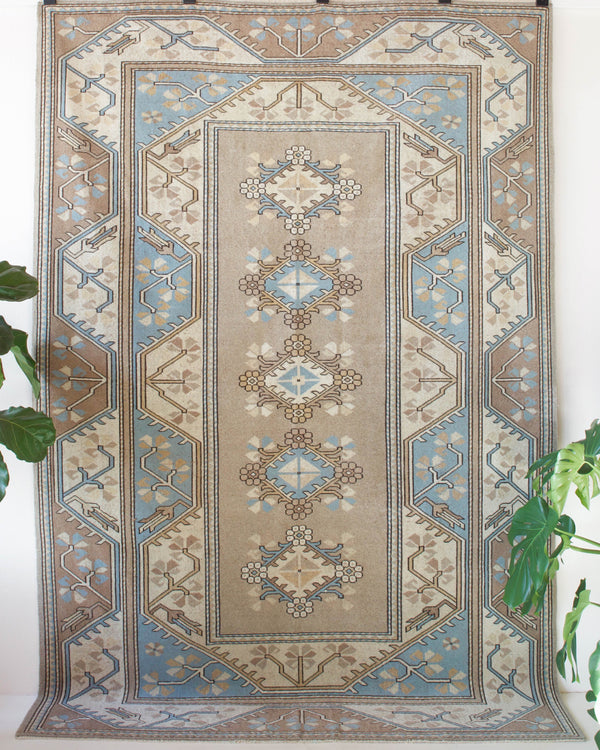 old rug, antique rug, earthy colors, faded colors, Turkish rug, vintage rug, worn out rug, distressed rug, Portland, Oregon, rug store, rug shop, local shop, pile rug, cool colors, light colors