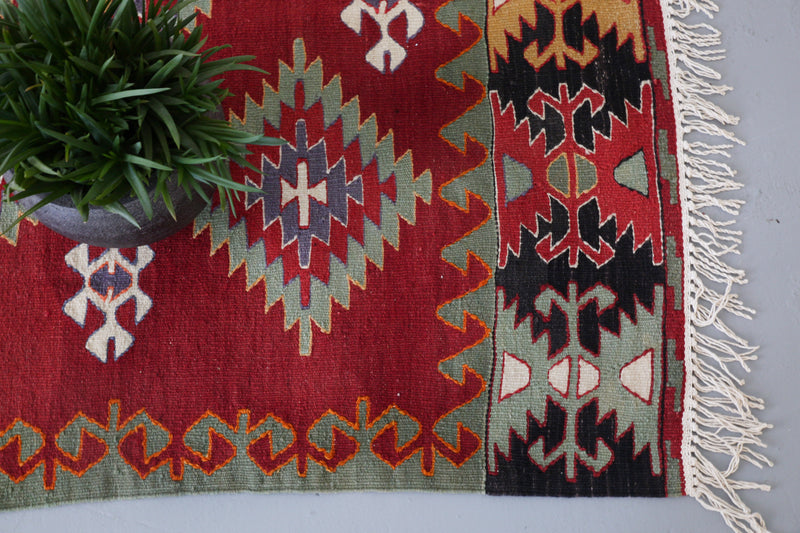 Turkish rug, vintage rug, flat weave, kilim rug, large area rug, square rug, Wild Shaman, Portland, Oregon, rug store, rug shop, local shop,  bright colors, area rug, red rug, bold color