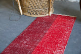 Vintage Overdyed Isparta Runner Rug in red/burgundy 1.7ftx16.9ft