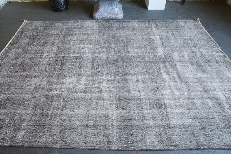 Vintage Overdyed Isparta Rug in Light Gray 5.8ftx8.7ft