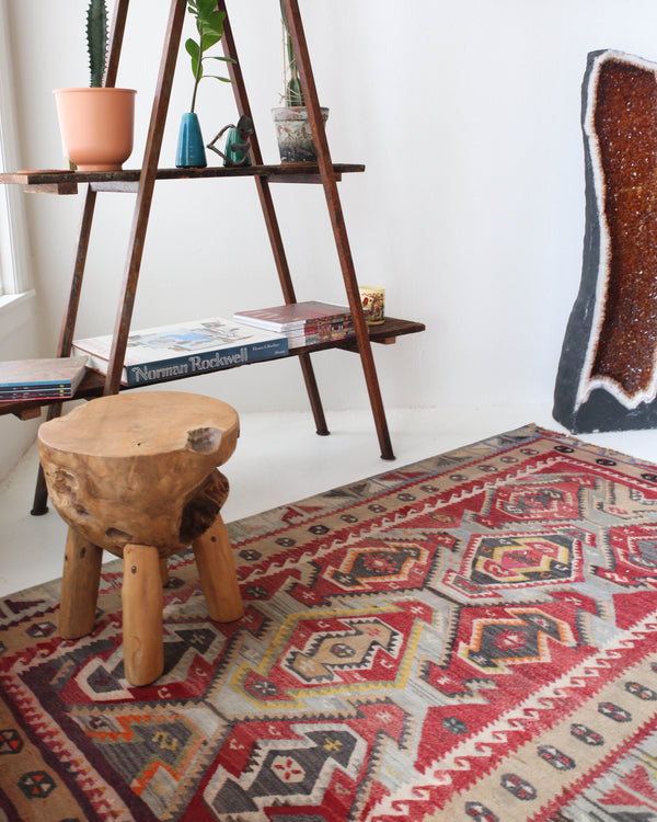 old rug, antique rug, earthy colors, faded colors, Turkish rug, vintage rug, flat weave, kilim rug, large area rug, square rug, Wild Shaman, Portland, Oregon, rug store, rug shop, local shop