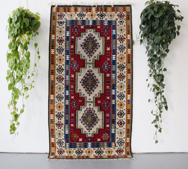 old rug, antique rug, earthy colors, faded colors, Turkish rug, vintage rug, flat weave, kilim rug, large area rug, square rug, Wild Shaman, Portland, Oregon, rug store, rug shop, local shop