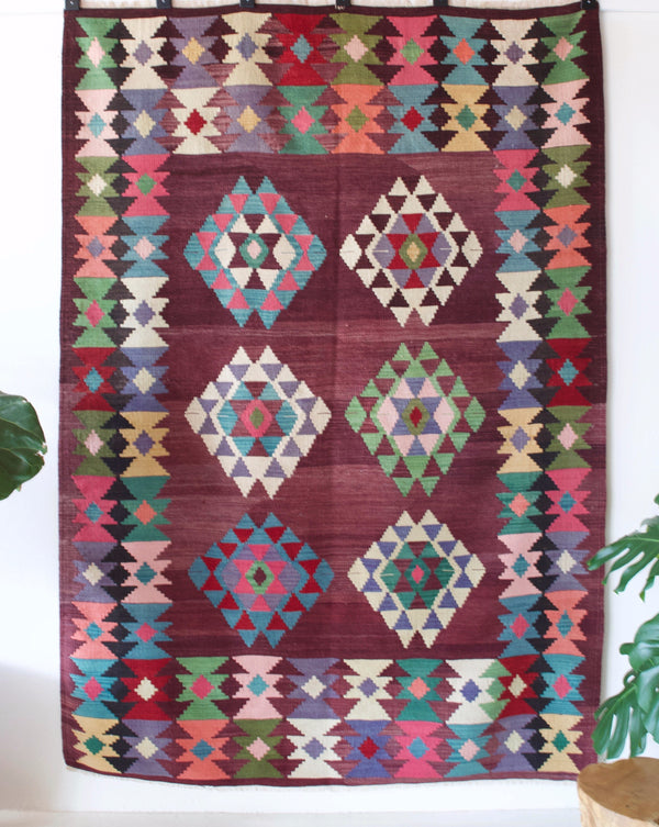 Turkish rug, vintage rug, flat weave, kilim rug, large area rug, square rug, Wild Shaman, Portland, Oregon, rug store, rug shop, local shop,  bright colors, area rug, bold color